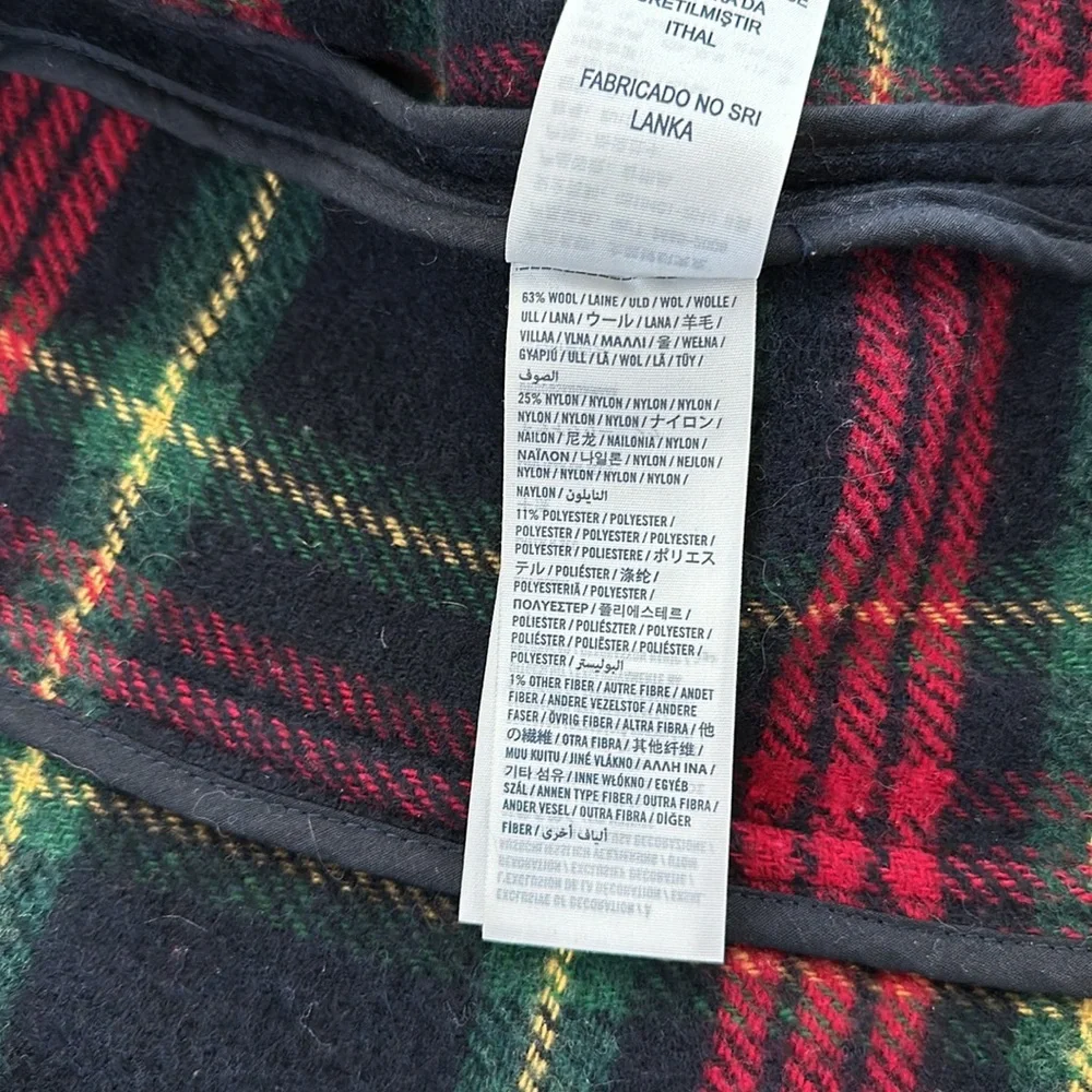 Abercrombie kids Wool Hooded Black Plaid Winter Jacket with Wooden buttons small
